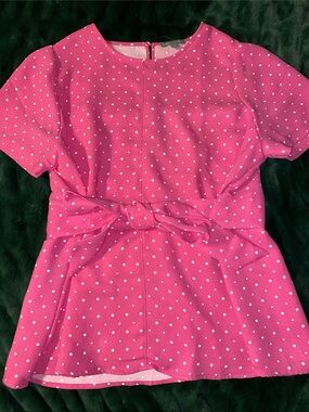 Jessica London Hot Pink Polka Dot Tie-Waist Blouse